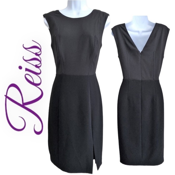 REISS Beech Black V-Back Sleeveless Sheath Dress, Size 10 - Picture 1 of 10